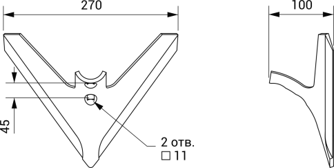 Лапа сеялочная "Омичка" (270 мм) СКС.01.08.080-02 фото 2