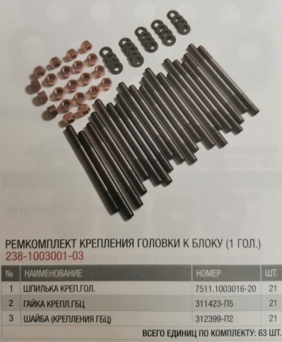 Р/К крепления головки к блоку (1 гол.) 238-1003001-03 фото 1