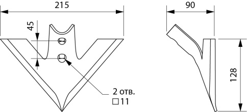 Лапа культиватора типа "Ярославич-2" (47.1179.001плакированная) S=5мм, L=215мм М фото 2